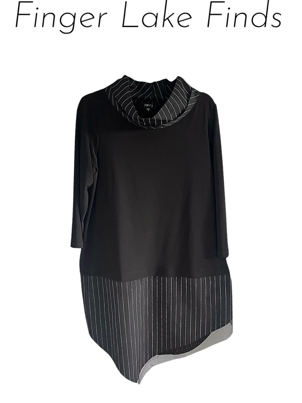 Comfy USA Black Asymmetric Hem Tunic, L